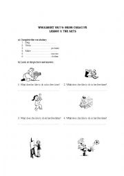 English Worksheet: worksheet vocabulary about arts