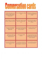 English Worksheet: Coversation cards - food, sport, healthy lifestyle