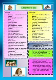 English Worksheet: Keeping a dog