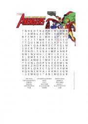 English Worksheet: AVENGER&SPIDERMAN WORD SEARCH