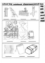 English Worksheet: classroom cut and paste