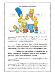 English Worksheet: simpsons description