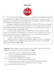 English Worksheet: Coca Cola