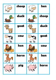 English Worksheet: Farm Animals Domino
