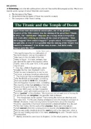 English Worksheet: The Titanic and the Temple of Doom