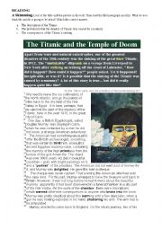English Worksheet: The Titanic and the Temple of Doom