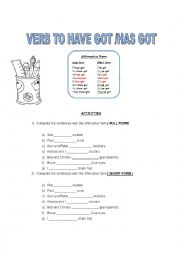 verb to have got / has got