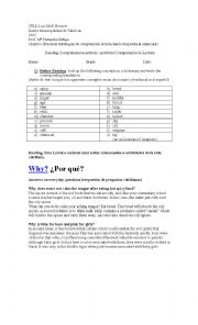 English Worksheet: Reading Comprehension Activity for English as a Second Language 