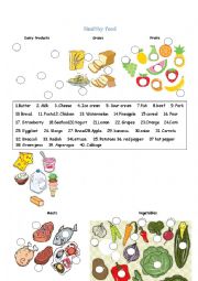 English Worksheet: Healthy food