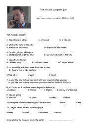 English Worksheet: the toughest job in the world