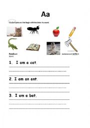 English Worksheet: Letter Aa Sound
