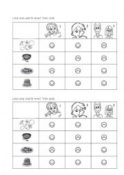 English Worksheet: likes and dislikes