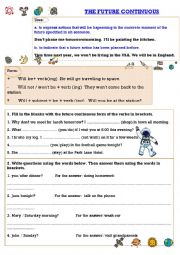 English Worksheet: Future Continuous