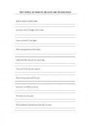 English Worksheet: Past simple. Affirmative, negative and interrogative.