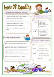 English Worksheet: Love Of Reading