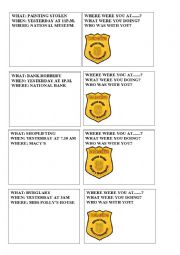 English Worksheet: detective cards