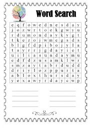 Days of week - Wordsearch