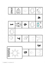 English Worksheet: Body parts, colours and numbers board game