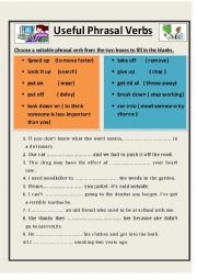 English Worksheet: Useful Phrasal verbs 