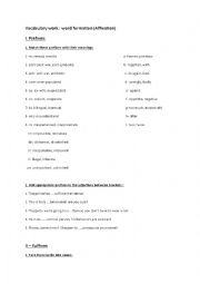 English Worksheet: Affixation