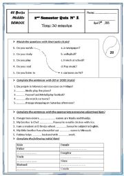 English Worksheet: Quiz