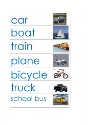 English Worksheet: Transportation word wall 