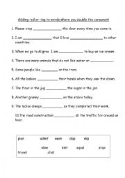 English Worksheet: Suffix -ed -ing