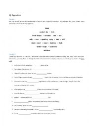 English Worksheet: Opposites