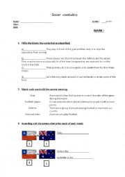 English Worksheet: vocabulary about soccer