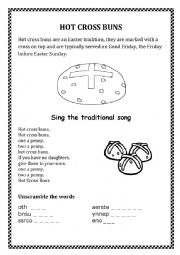 English Worksheet: hot cross buns