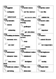 English Worksheet: Activity cards -charades with show tell and draw