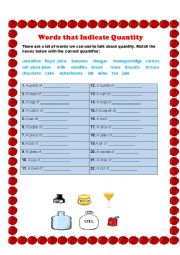English Worksheet: Words that Indicate Quantity