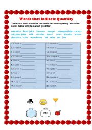 English Worksheet: Words that Indicate Quantity