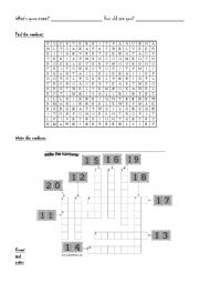 English Worksheet: Numbers 1 to 20