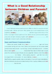 English Worksheet: What is a Good Relationship between Children and Parents?