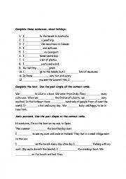 English Worksheet: Holidays. Past simple