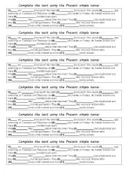 English Worksheet: Complete the text using the Present Simple tense
