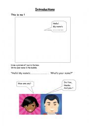 English Worksheet: Hello, my names... (kids)