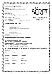 hall of fame song worksheet