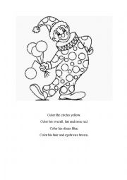 English Worksheet: The funny colored clown