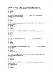 English Worksheet: modal verbs
