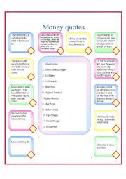 English Worksheet: Money quotes