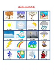 English Worksheet: SEASONS ANS WEATHER PICTIONARY