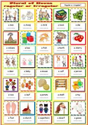 English Worksheet: Plural of Nouns - regular or irregular?