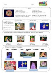 English Worksheet: Disneys Magic English Happy Birthday Worksheet