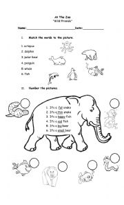 English Worksheet: At The Zoo