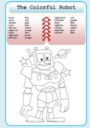 English Worksheet: The Colorful Robot