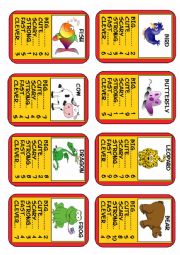 Animal Top Trumps Set 2 of 6, 8 Cards. Simple adjectives. 