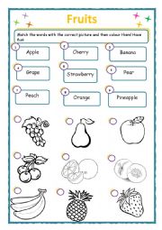 English Worksheet: Fruits worksheet