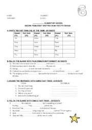 English Worksheet: A Simple Revision Test Of Simple Past Tense